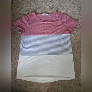 Pink and Cream Striped T-Shirt